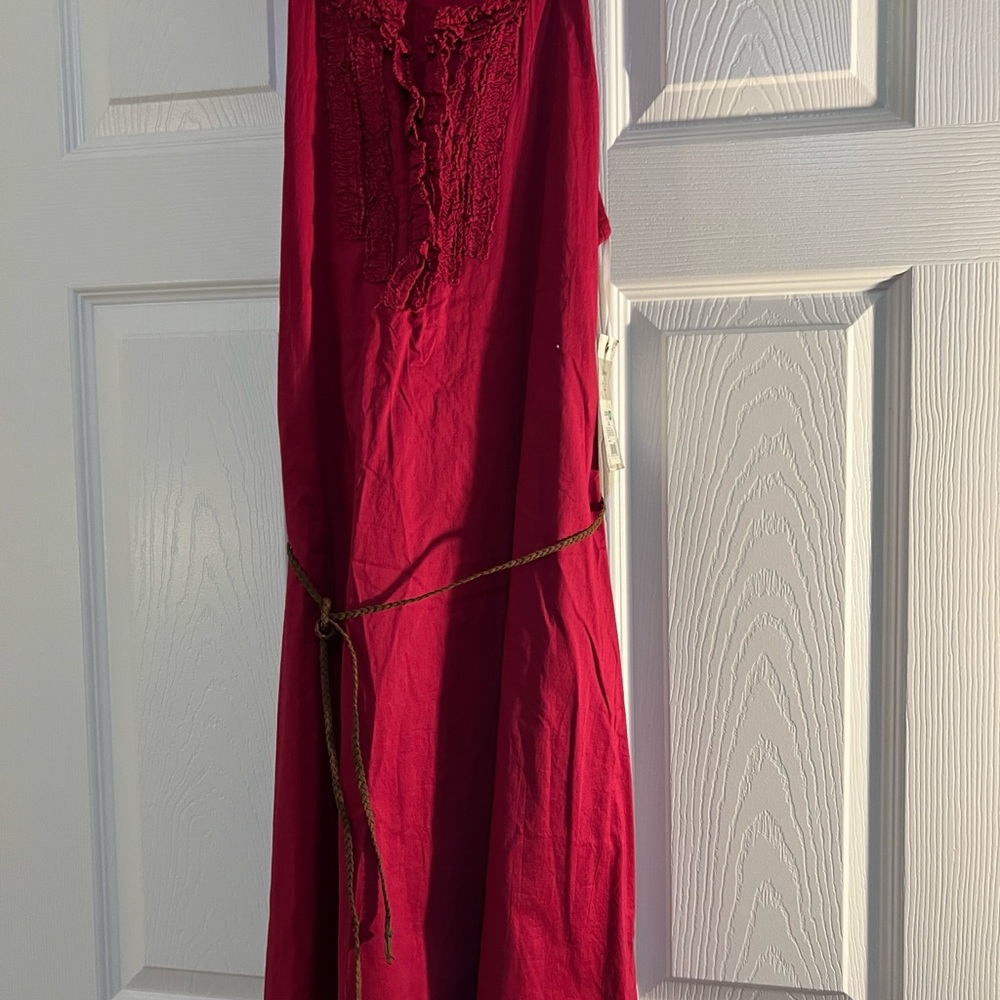 Converse Crimson Maxi Dress with Tan Belt